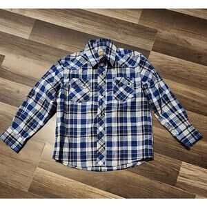 Wrangler Boys Snap Shirt. Size Small Blue And White 1185